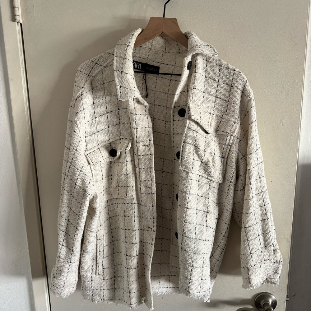 Zara Ivory and Ebony Textured Jacket